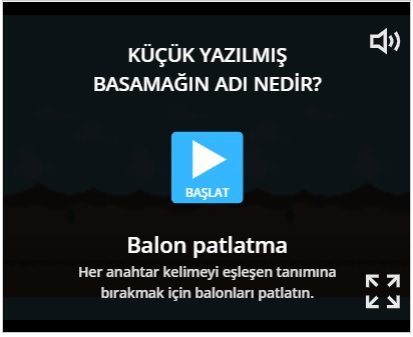 4. SINIF BASAMAK ADI BALON PATLATMA OYUNU