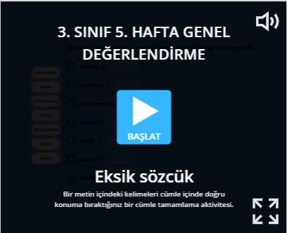 3. SINIF 5. HAFTA GENEL DEĞERLENDİRME