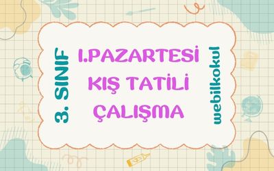 3. SINIF I. PAZARTESİ KIŞ TATİL ÇALIŞMASI